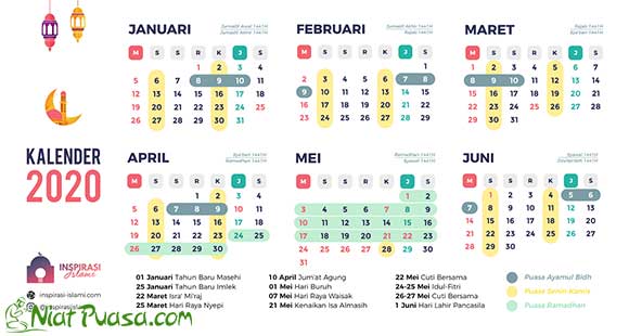 Kalender Puasa Sunnah 2020